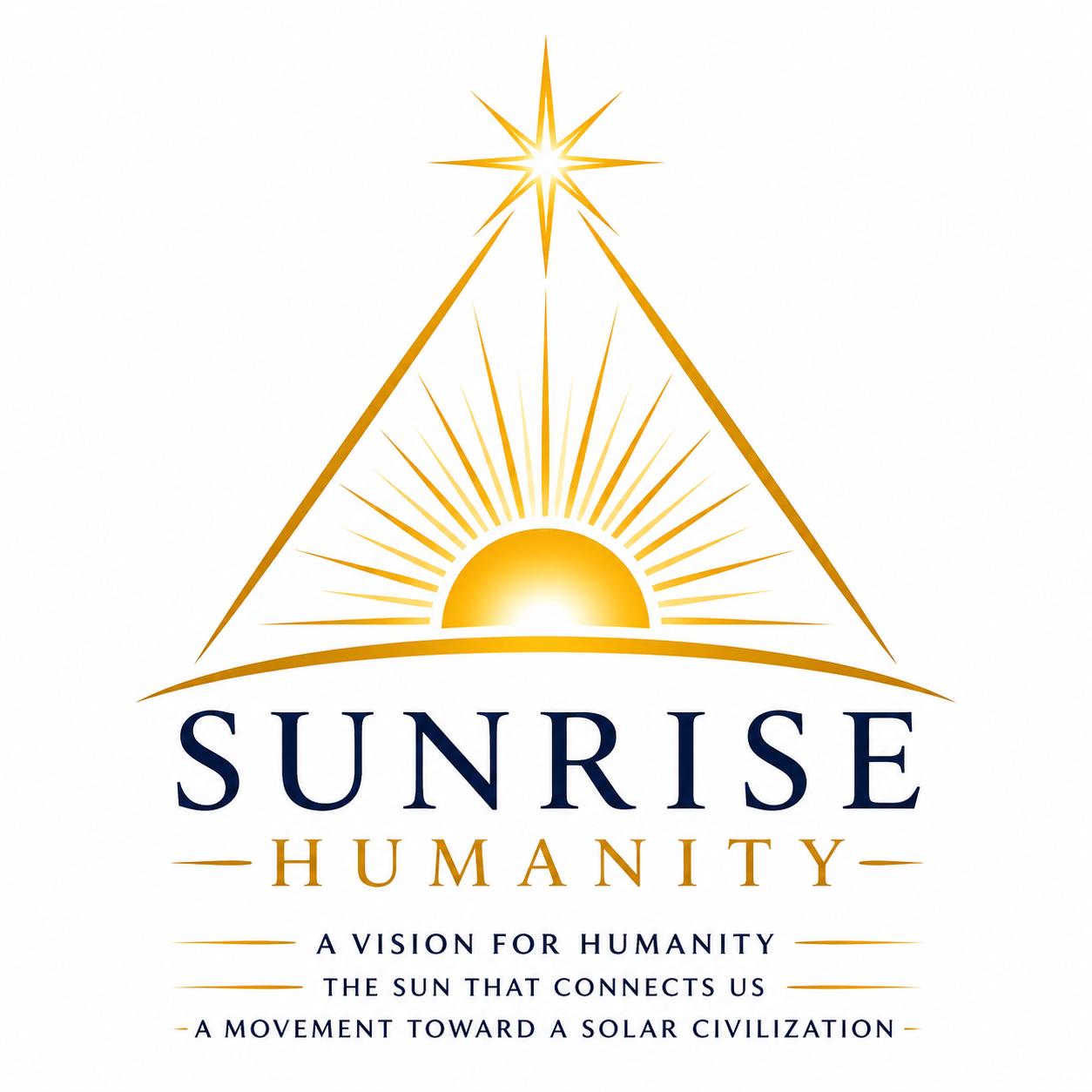 Sunrise Humanity logo — a rising sun beneath a star within a triangle, above the wordmark Sunrise Humanity